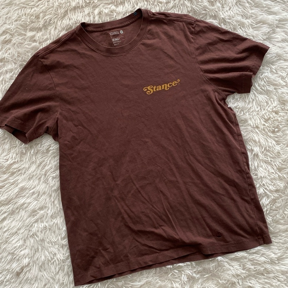 Stance chocolate brown and mustard boys T-shirt
